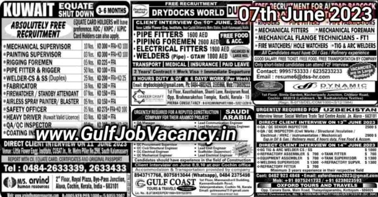 Malayala Classified Gulf Jobs Newspaper 07 June 2023