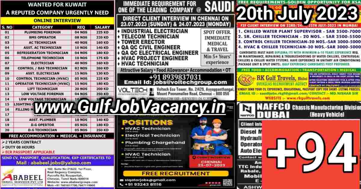 Gulf Job Vacancy Newspaper PDF 20 July 2023