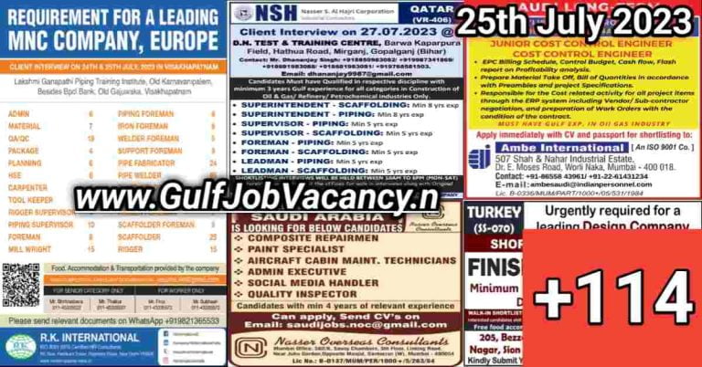 Gulf Job Vacancy Newspaper PDF 25 July 2023