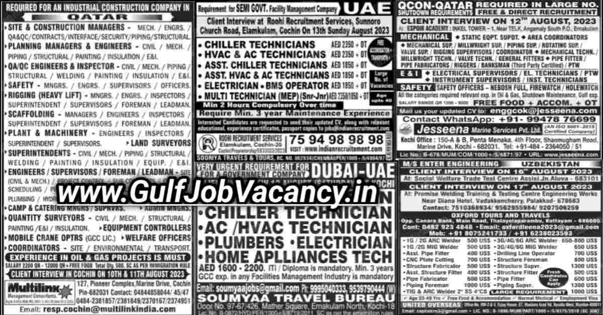 Read more about the article Malayala Classified Gulf Jobs Newspaper 09 August 2023