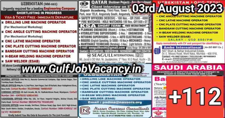 Today Gulf Job Vacancy PDF 03 August 2023
