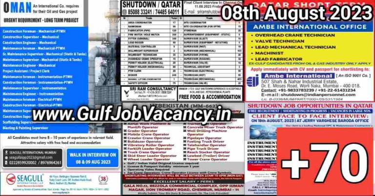 Today Gulf Job Vacancy PDF 08 August 2023