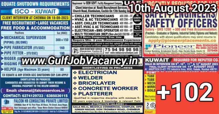 Today Gulf Job Vacancy PDF 10 August 2023