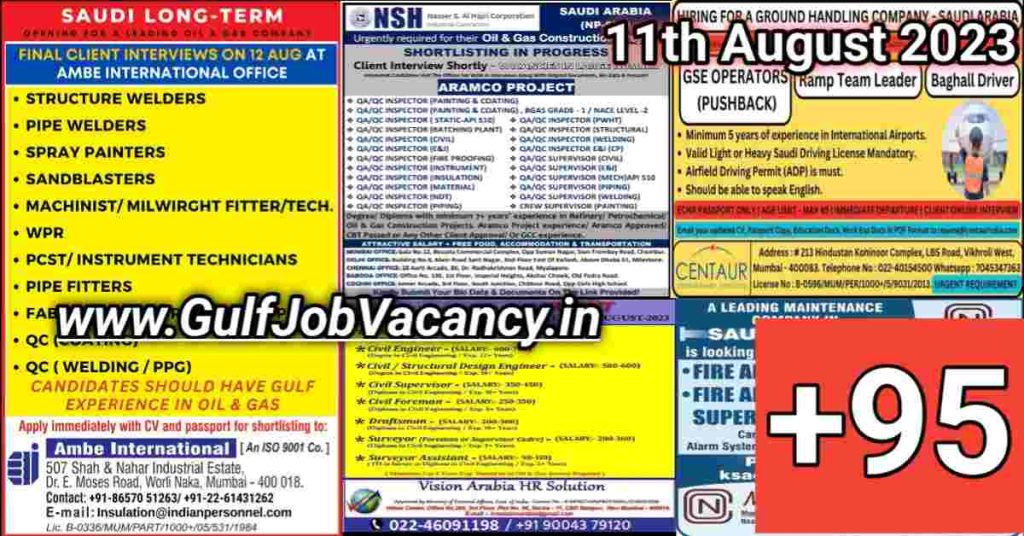 Today Gulf Job Vacancy PDF 11th August 2023