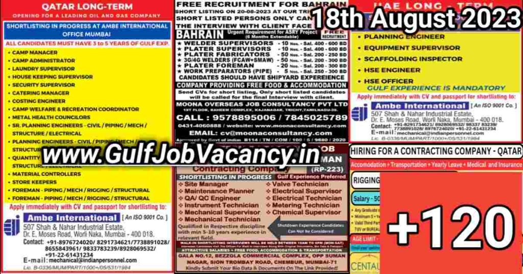 Today Gulf Job Vacancy PDF 18th August 2023
