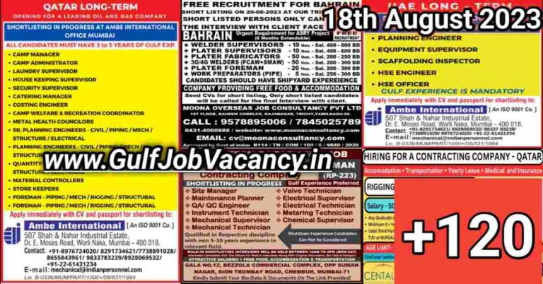 Today Gulf Job Vacancy PDF 18 August 2023