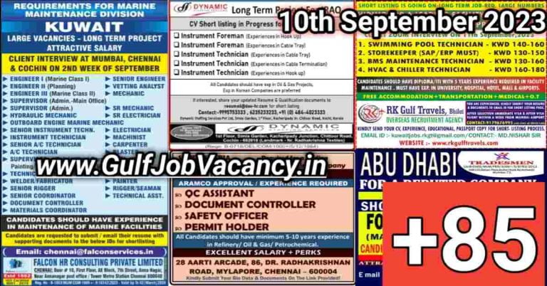 Today Gulf Job Vacancy PDF 10 September 2023