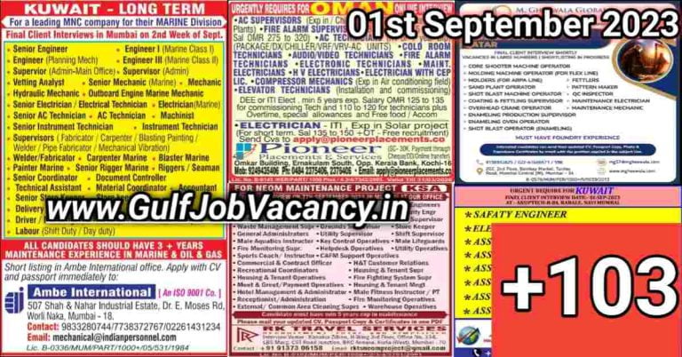 Today Gulf Job Vacancy PDF 01 September 2023