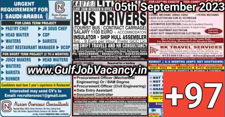 Today Gulf Job Vacancy PDF 05 September 2023