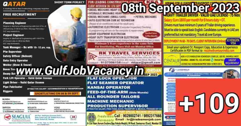 Today Gulf Job Vacancy PDF 08 September 2023