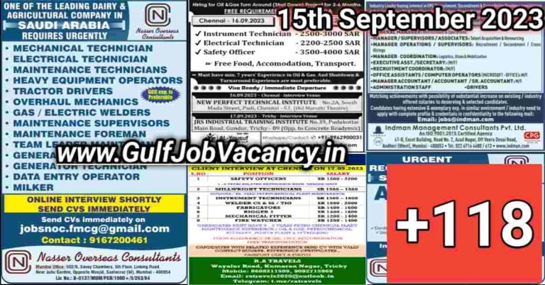 Today Gulf Job Vacancy PDF 15 September 2023