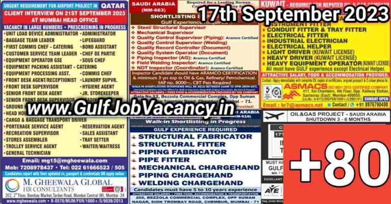Today Gulf Job Vacancy PDF 17 September 2023