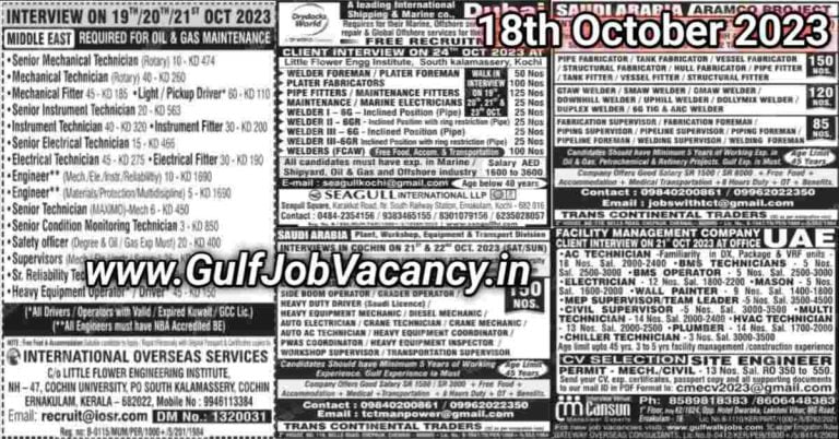 Malayala Classified Gulf Jobs Newspaper 18 October 2023