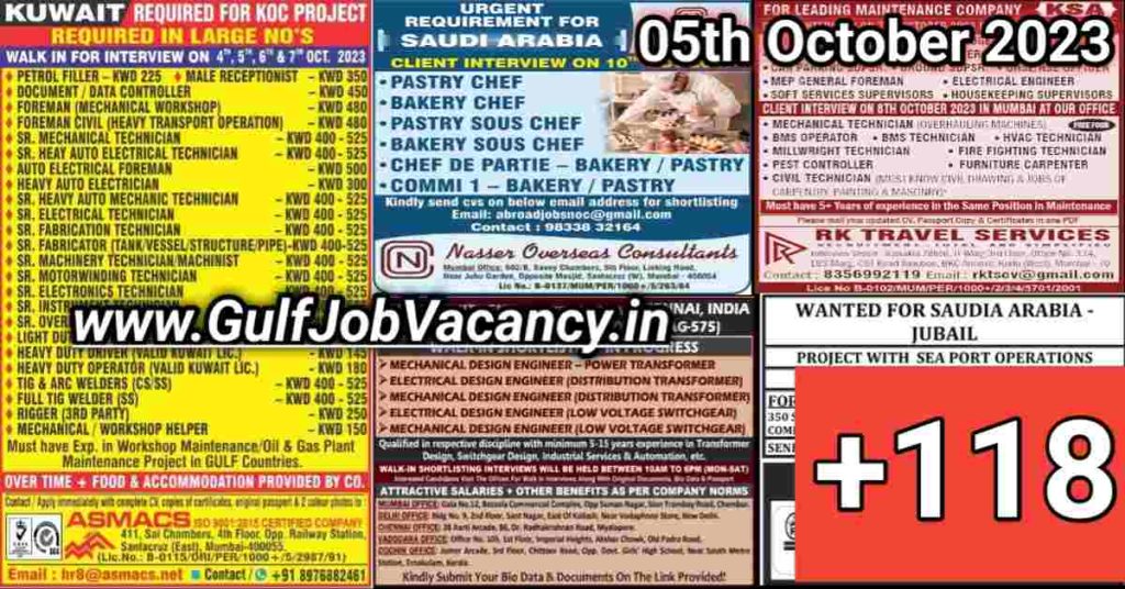 Today Gulf Job Vacancy PDF 05th October 2023