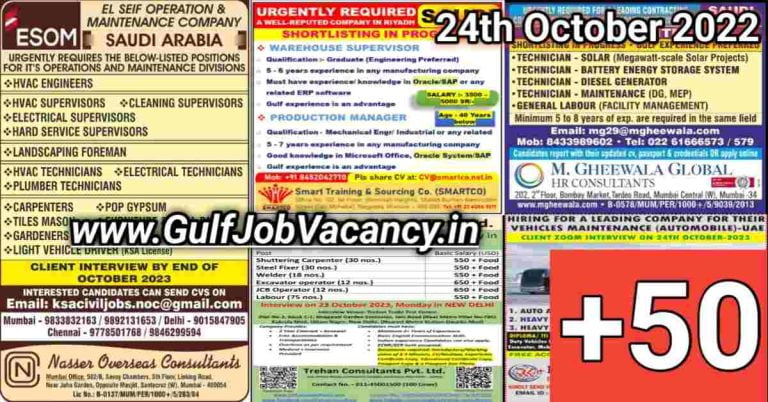Today Gulf Job Vacancy PDF 24 October 2023