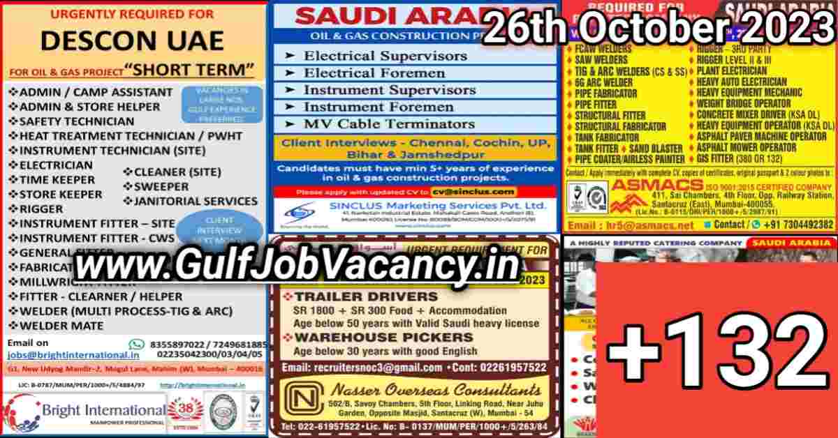 Read more about the article Today Gulf Job Vacancy PDF 26 October 2023