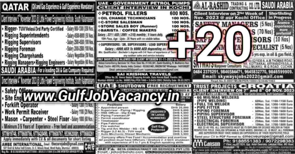 Malayala Classified Gulf Jobs Newspaper 02nd November 2023