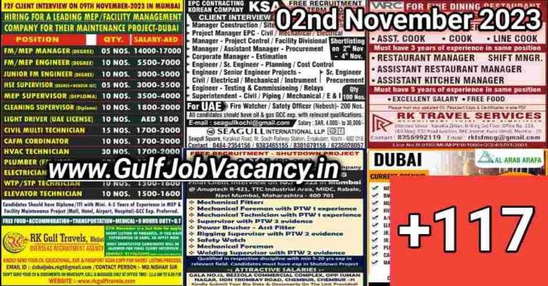 Today Gulf Job Vacancy PDF 02 November 2023