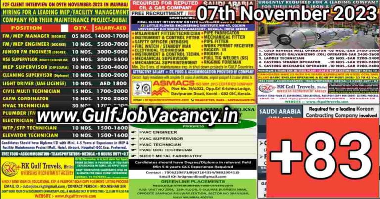 Today Gulf Job Vacancy PDF 07 November 2023