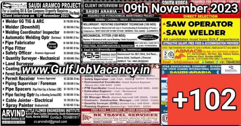 Today Gulf Job Vacancy PDF 09 November 2023