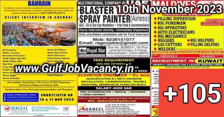 Today Gulf Job Vacancy PDF 10 November 2023