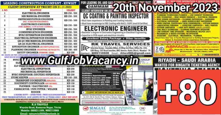 Today Gulf Job Vacancy PDF 20 November 2023