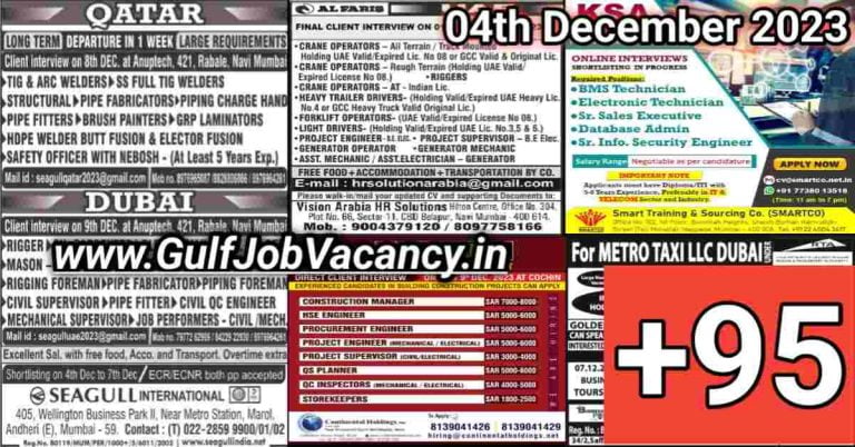 Today Gulf Job Vacancy PDF 04 December 2023