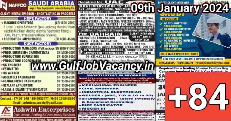 Today Gulf Job Vacancy PDF 09 January 2024