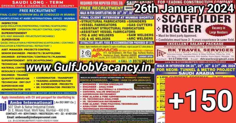 Today Gulf Job Vacancy PDF 26 January 2024