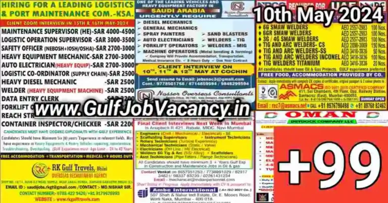 Today Gulf Job Vacancy PDF 10 May 2024