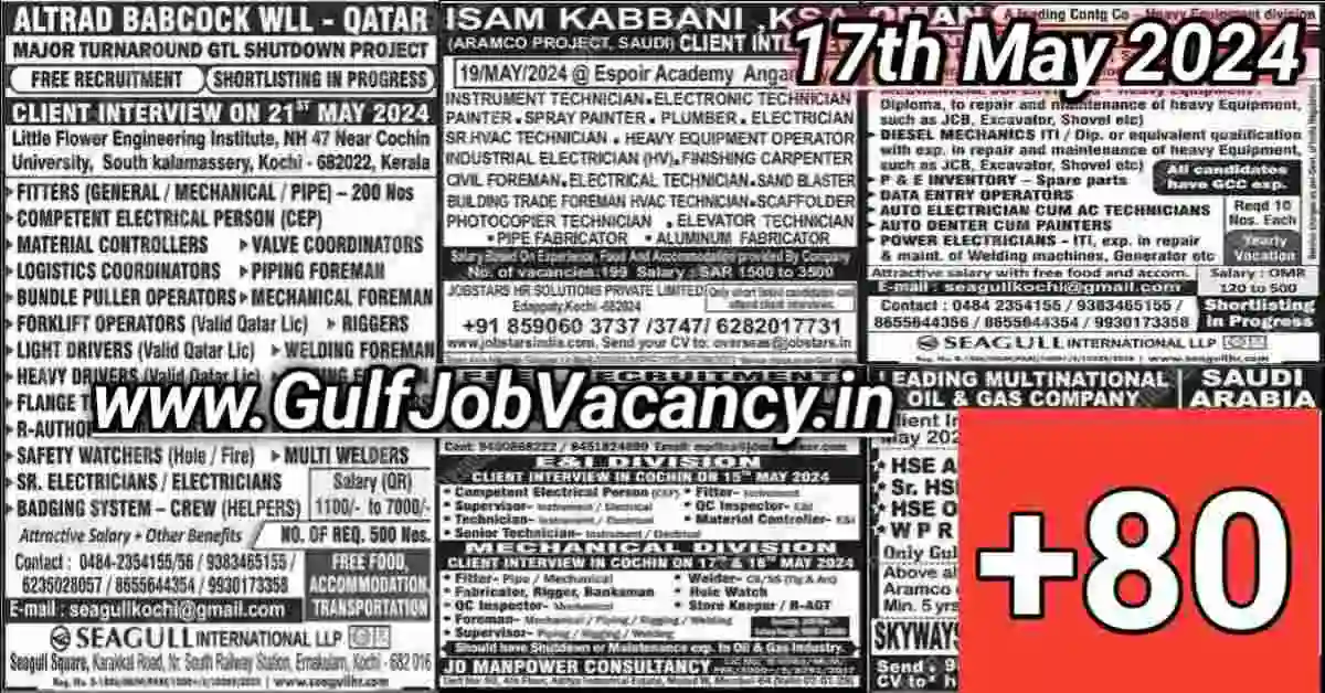 Read more about the article Today Gulf Job Vacancy PDF 17 May 2024