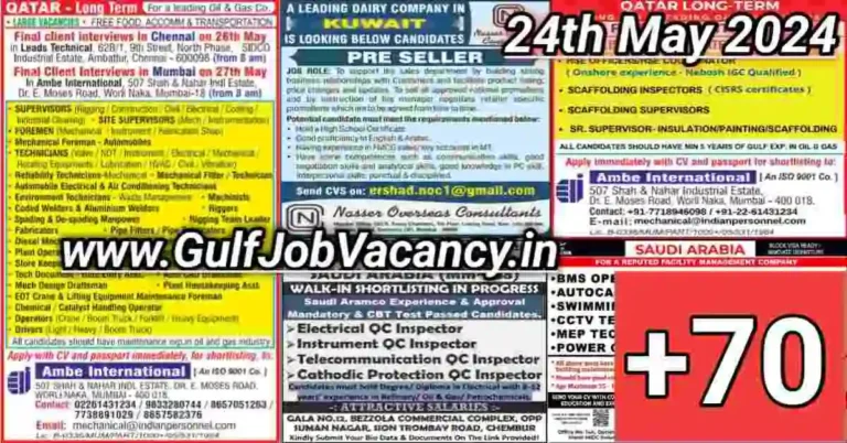 Today Gulf Job Vacancy PDF 24 May 2024