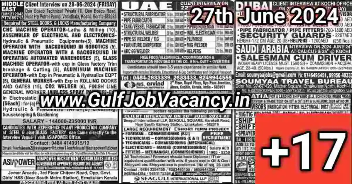 Malayala Classified Gulf Jobs Newspaper 27 June 2024