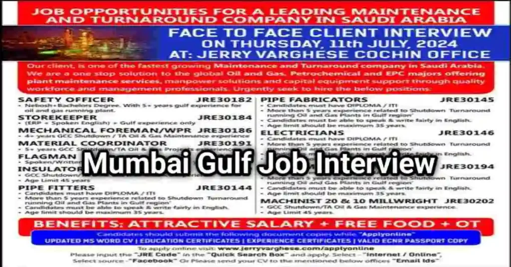 Mumbai Gulf Interview For Turnaround Company