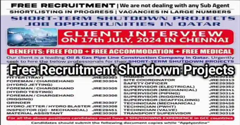 Free Recruitment: Qatar Shutdown Project