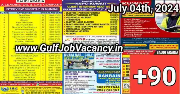 Today Gulf Job Vacancy PDF 04 July 2024