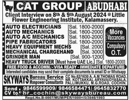 CAT Group Abu Dhabi Vacancies