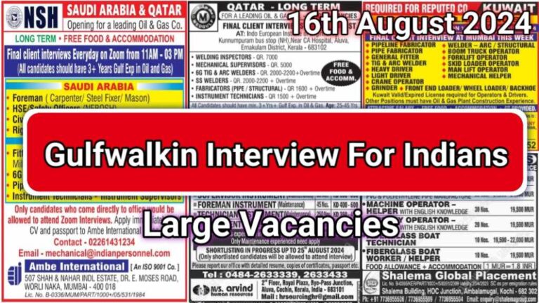 Today Gulf Job Vacancy PDF 16 August 2024: Gulf Jobs Today, Daily Gulf Jobs