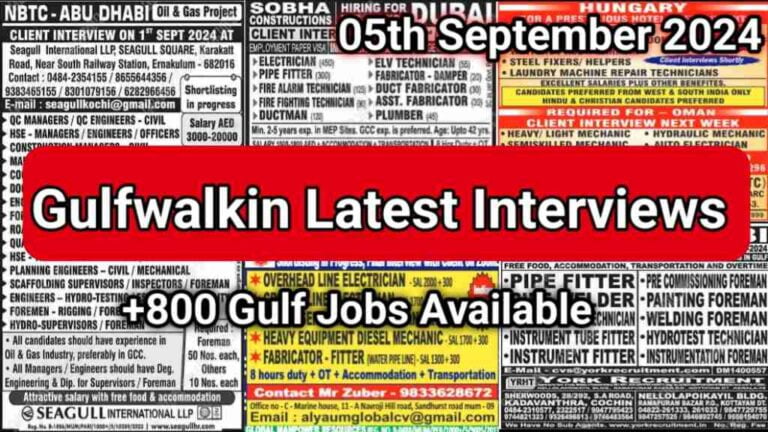 Today Gulf Job Vacancy PDF 05 September 2024: Gulf Jobs Today, Daily Gulf Jobs