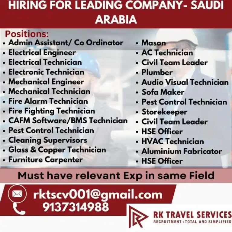 Gulf Jobs Mumbai Interview – Recruitment for Leading Company in Saudi Arabia
