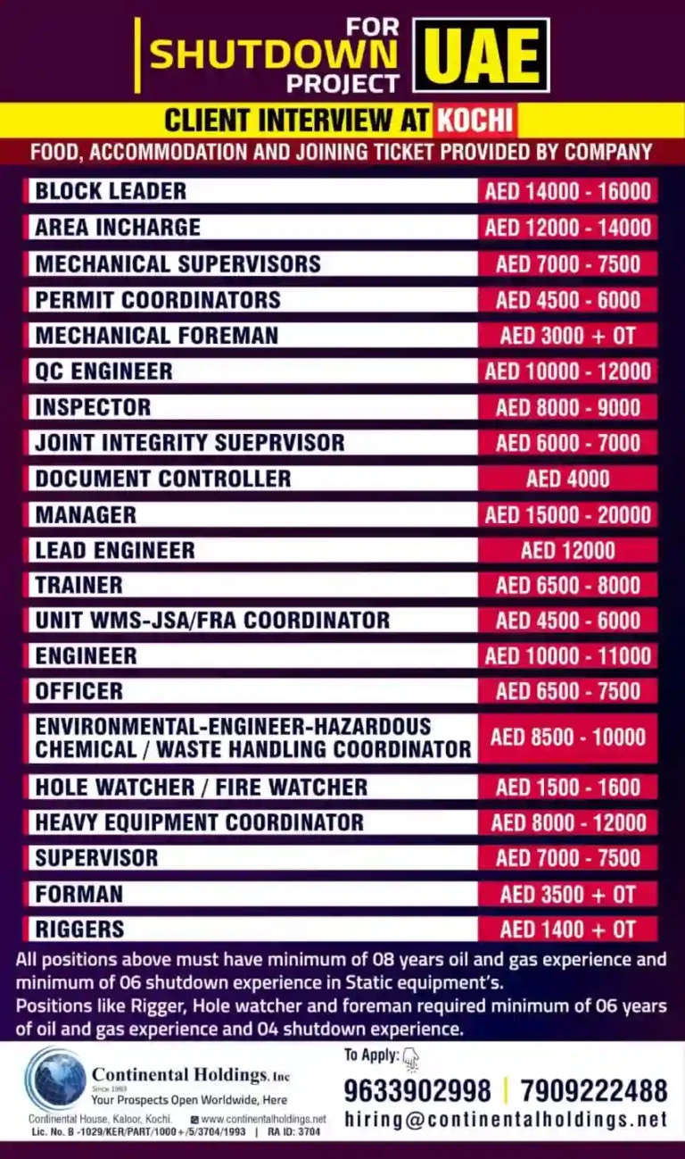 Shutdown Project in UAE: Client Interview at Kochi