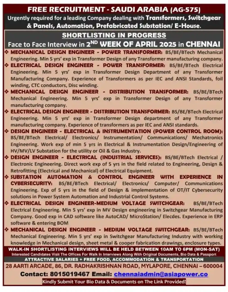 Urgent Hiring for Engineering Jobs in Saudi Arabia – Free Recruitment, High Salary & Benefits!